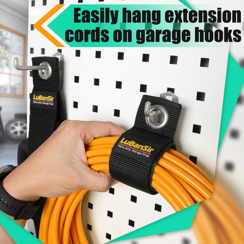 LuBanSir 9 Pack Extension Cord Holder Organizer, 13-inch Heavy Duty Storage Straps for Garden Hose Storage and Garage Wall Organization - Image 5